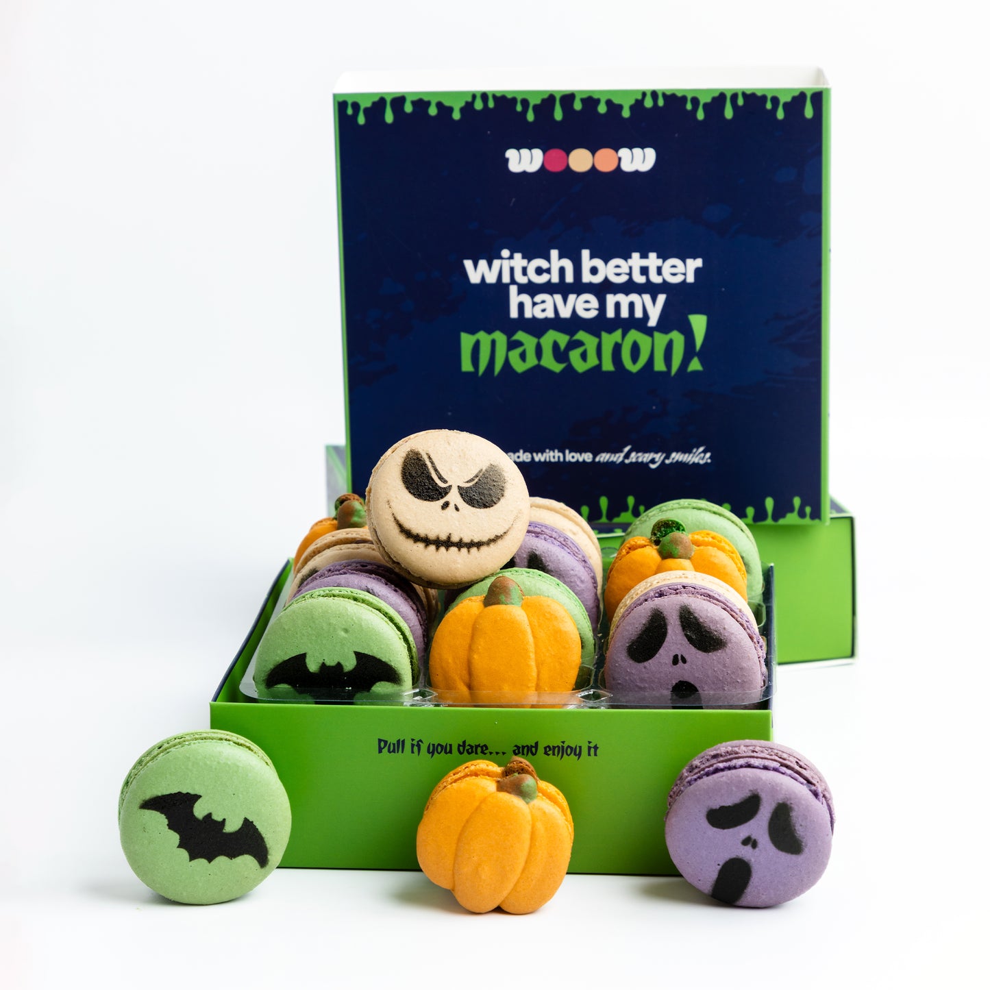 Halloween Macarons Gift Box – Limited Edition Spooky Shapes & Flavors